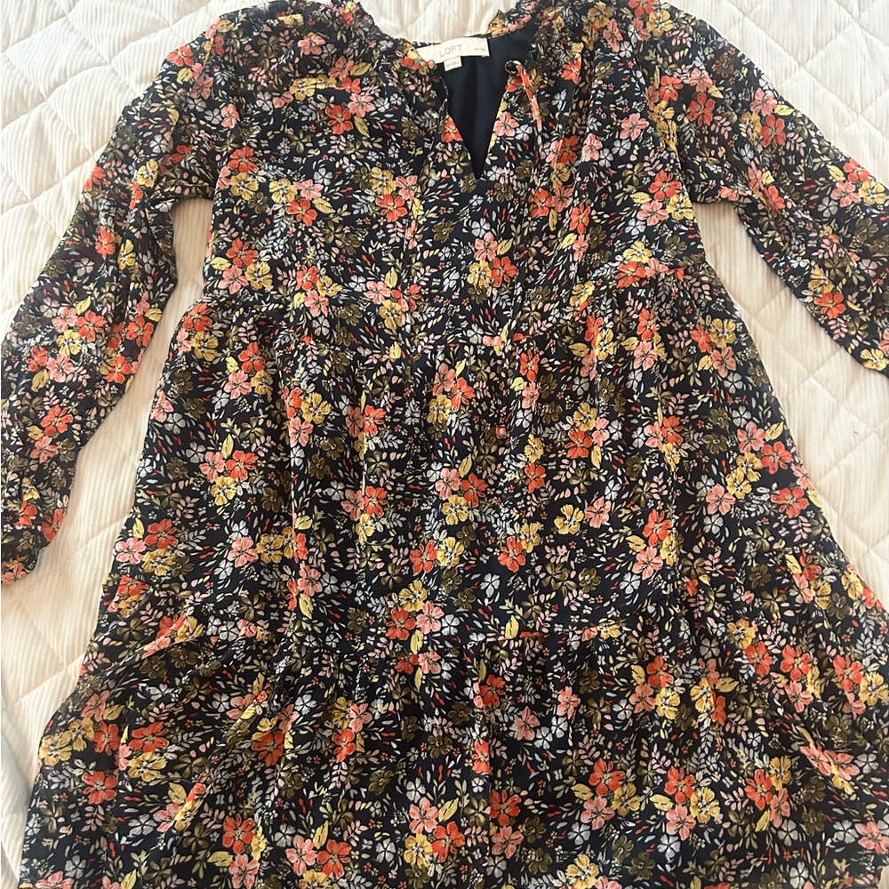 Loft Floral Long-Sleeve Dress